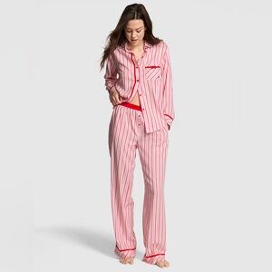 VS- Pink Striped Flannel Long Pajama Set